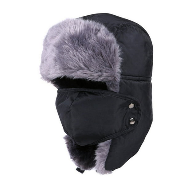 Winter Windproof Fur Hats Thick Warm Cap Face Mask Women Men Snow Hat Outdoor